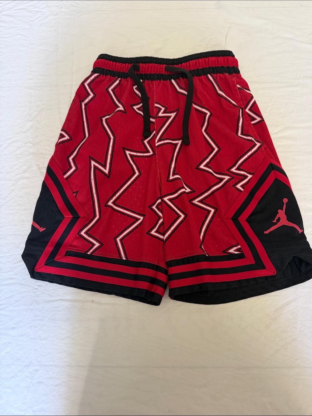 Jordan Red and Black Zigzag Basketball Shorts with Jumpman